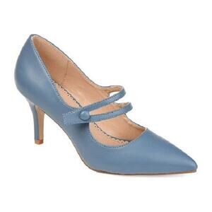 Journee Womens Sidney Pointed Toe Mid Heel Pumps, Blue Size 8.5M